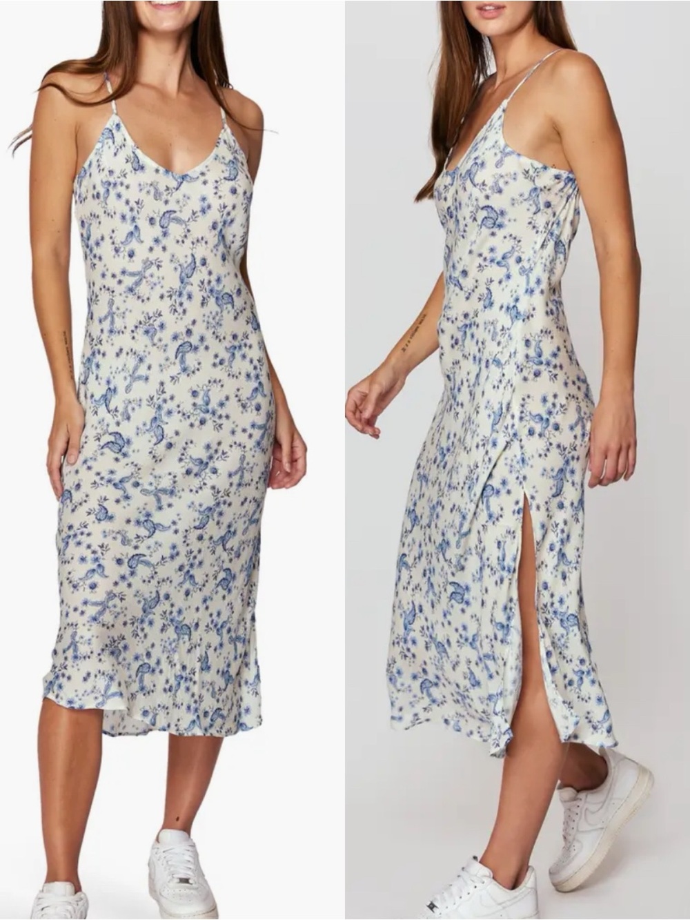 Spiritual Gangster Floral Paisley Slip Midi Dress Medium